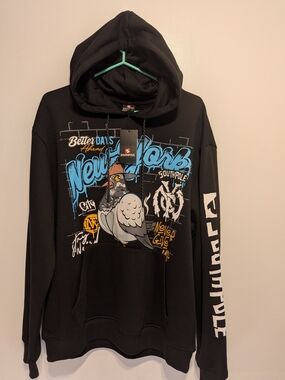 South Pole Men’s Black Hoodie with Blue & White Pigeon Graphic